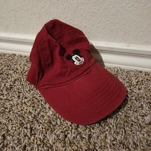 Disney Mickey Mouse Red Baseball Cap Adjustable Strap Mens